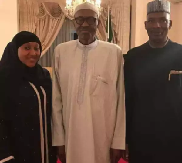 President Buhari Pictured With His Daughter, Safina And Her Husband